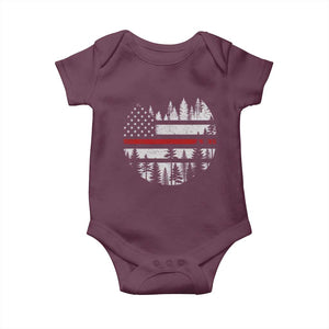 Wildland Firefighter Forest Red Line American Flag Baby Onesie TS11 Maroon Print Your Wear