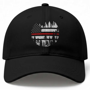 Wildland Firefighter Forest Red Line American Flag Baseball Cap TS11 Print Your Wear