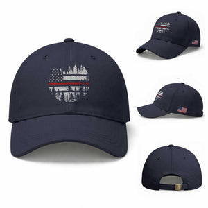 Wildland Firefighter Forest Red Line American Flag Baseball Cap TS11 Baseball Cap Universal Fit Navy Print Your Wear