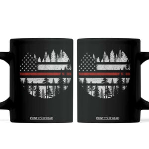 Wildland Firefighter Forest Red Line American Flag Coffee Mug TS11 Black Print Your Wear