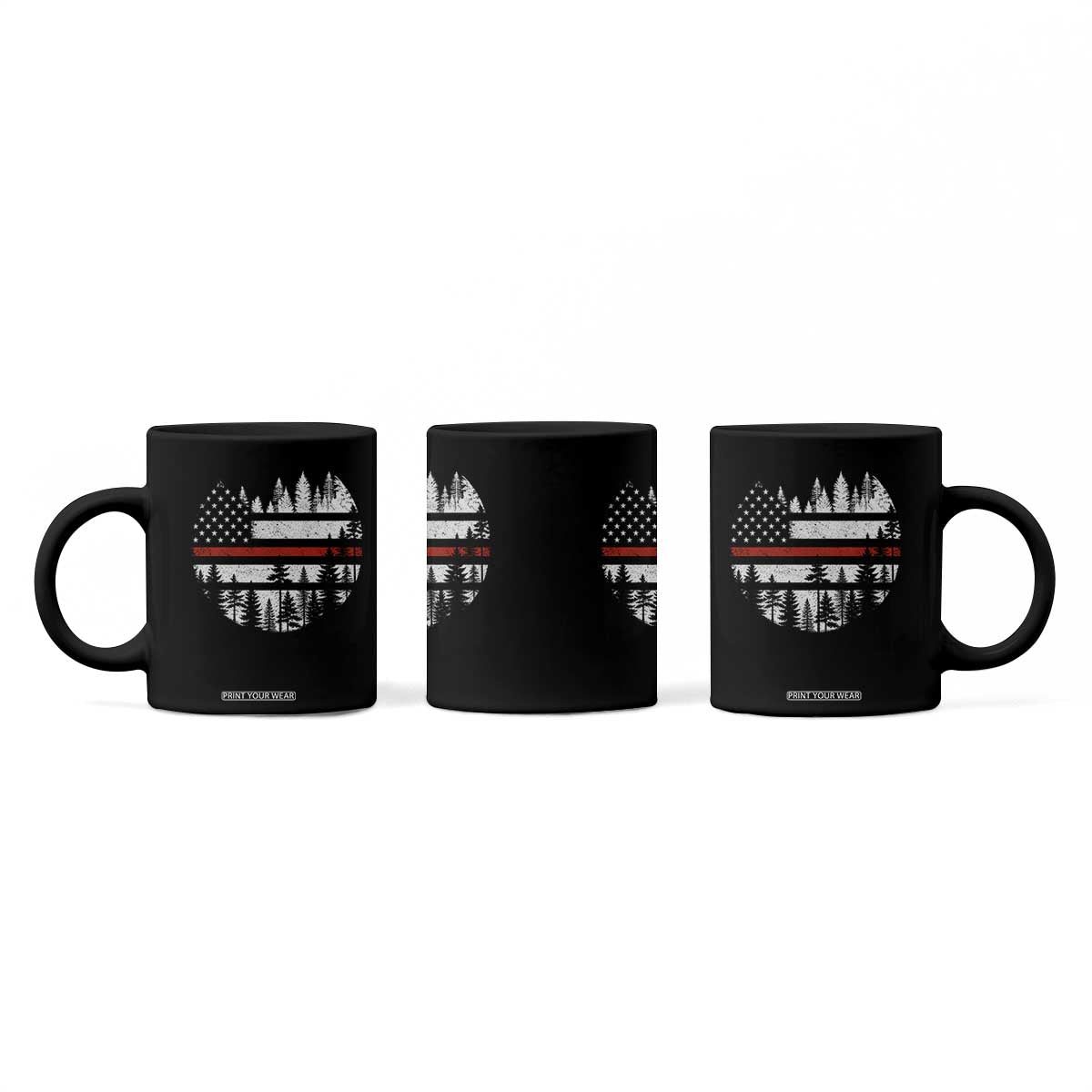 Wildland Firefighter Forest Red Line American Flag Coffee Mug TS11 Print Your Wear