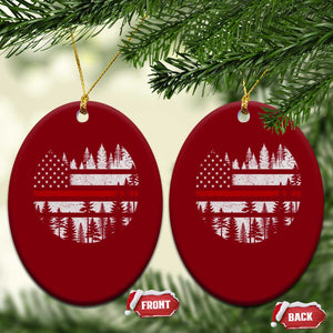 Wildland Firefighter Forest Red Line American Flag Ceramic Ornament TS11 Print Your Wear