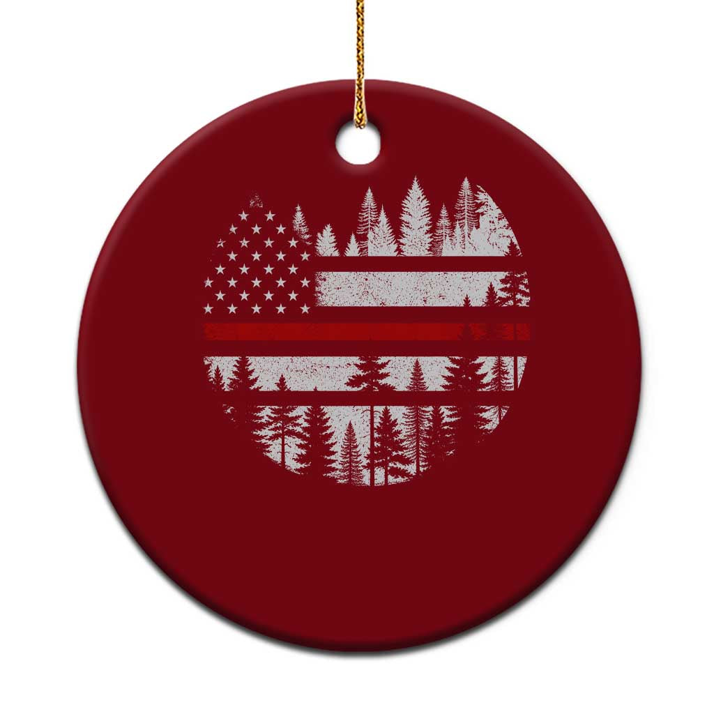 Wildland Firefighter Forest Red Line American Flag Ceramic Ornament TS11 1pc Red Print Your Wear
