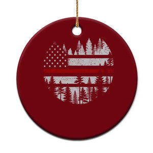 Wildland Firefighter Forest Red Line American Flag Ceramic Ornament TS11 1pc Red Print Your Wear