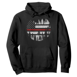 Wildland Firefighter Forest Red Line American Flag Hoodie TS11 Black Print Your Wear