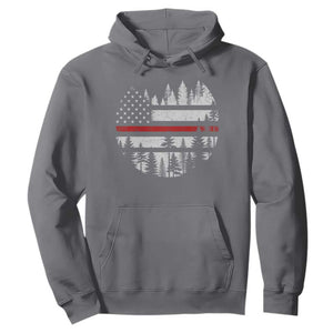 Wildland Firefighter Forest Red Line American Flag Hoodie TS11 Charcoal Print Your Wear