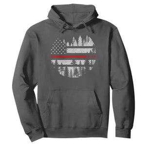 Wildland Firefighter Forest Red Line American Flag Hoodie TS11 Dark Heather Print Your Wear