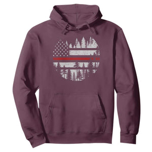 Wildland Firefighter Forest Red Line American Flag Hoodie TS11 Maroon Print Your Wear