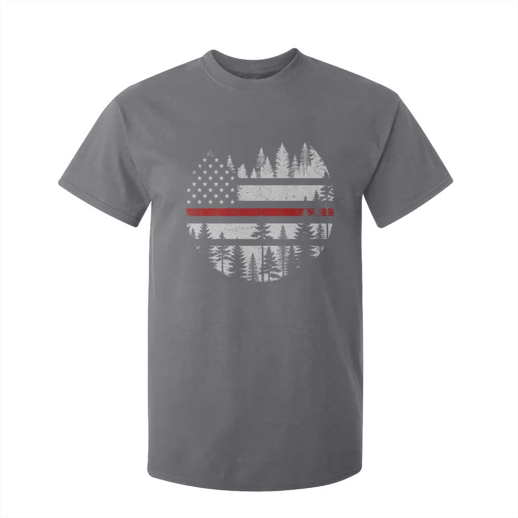Wildland Firefighter Forest Red Line American Flag T Shirt For Kid TS11 Charcoal Print Your Wear