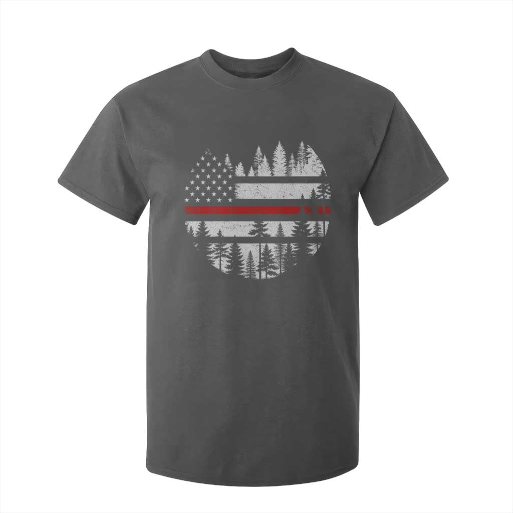 Wildland Firefighter Forest Red Line American Flag T Shirt For Kid TS11 Dark Heather Print Your Wear