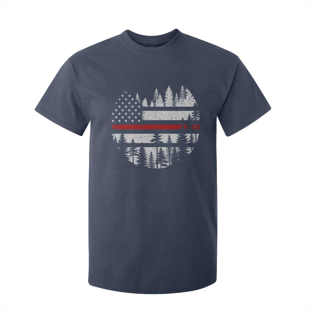 Wildland Firefighter Forest Red Line American Flag T Shirt For Kid TS11 Navy Print Your Wear