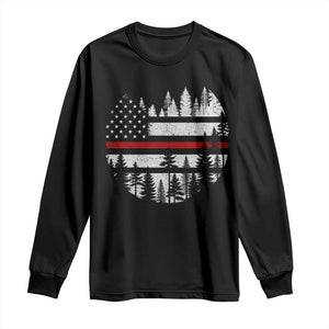 Wildland Firefighter Forest Red Line American Flag Long Sleeve Shirt TS11 Black Print Your Wear