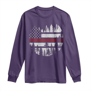 Wildland Firefighter Forest Red Line American Flag Long Sleeve Shirt TS11 Purple Print Your Wear