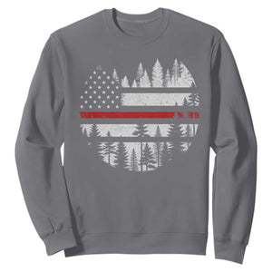 Wildland Firefighter Forest Red Line American Flag Sweatshirt TS11 Charcoal Print Your Wear