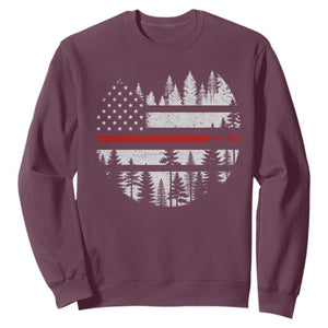 Wildland Firefighter Forest Red Line American Flag Sweatshirt TS11 Maroon Print Your Wear