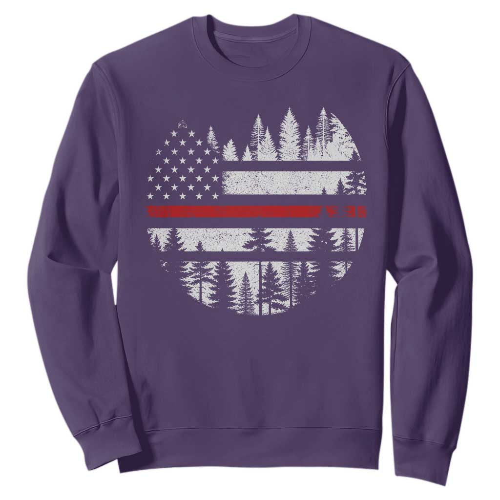 Wildland Firefighter Forest Red Line American Flag Sweatshirt TS11 Purple Print Your Wear