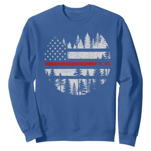 Wildland Firefighter Forest Red Line American Flag Sweatshirt TS11 Royal Blue Print Your Wear