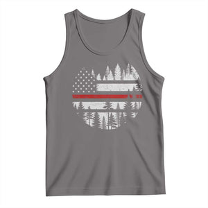 Wildland Firefighter Forest Red Line American Flag Tank Top TS11 Deep Heather Print Your Wear