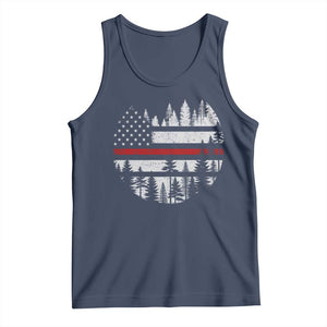 Wildland Firefighter Forest Red Line American Flag Tank Top TS11 Navy Print Your Wear
