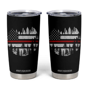 Wildland Firefighter Forest Red Line American Flag Tumbler Cup TS11 Black Print Your Wear