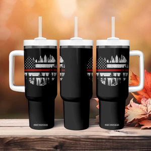 Wildland Firefighter Forest Red Line American Flag Tumbler With Handle TS11 Print Your Wear