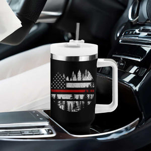 Wildland Firefighter Forest Red Line American Flag Tumbler With Handle TS11 Print Your Wear