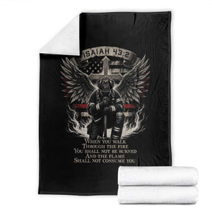 Christian Firefighter Throw Blanket When You Walk Through The Fire You Shall Not Be Burned American Flag TS11 Black Print Your Wear