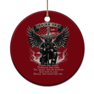 Christian Firefighter Ceramic Ornament When You Walk Through The Fire You Shall Not Be Burned American Flag TS11 1pc Red Print Your Wear