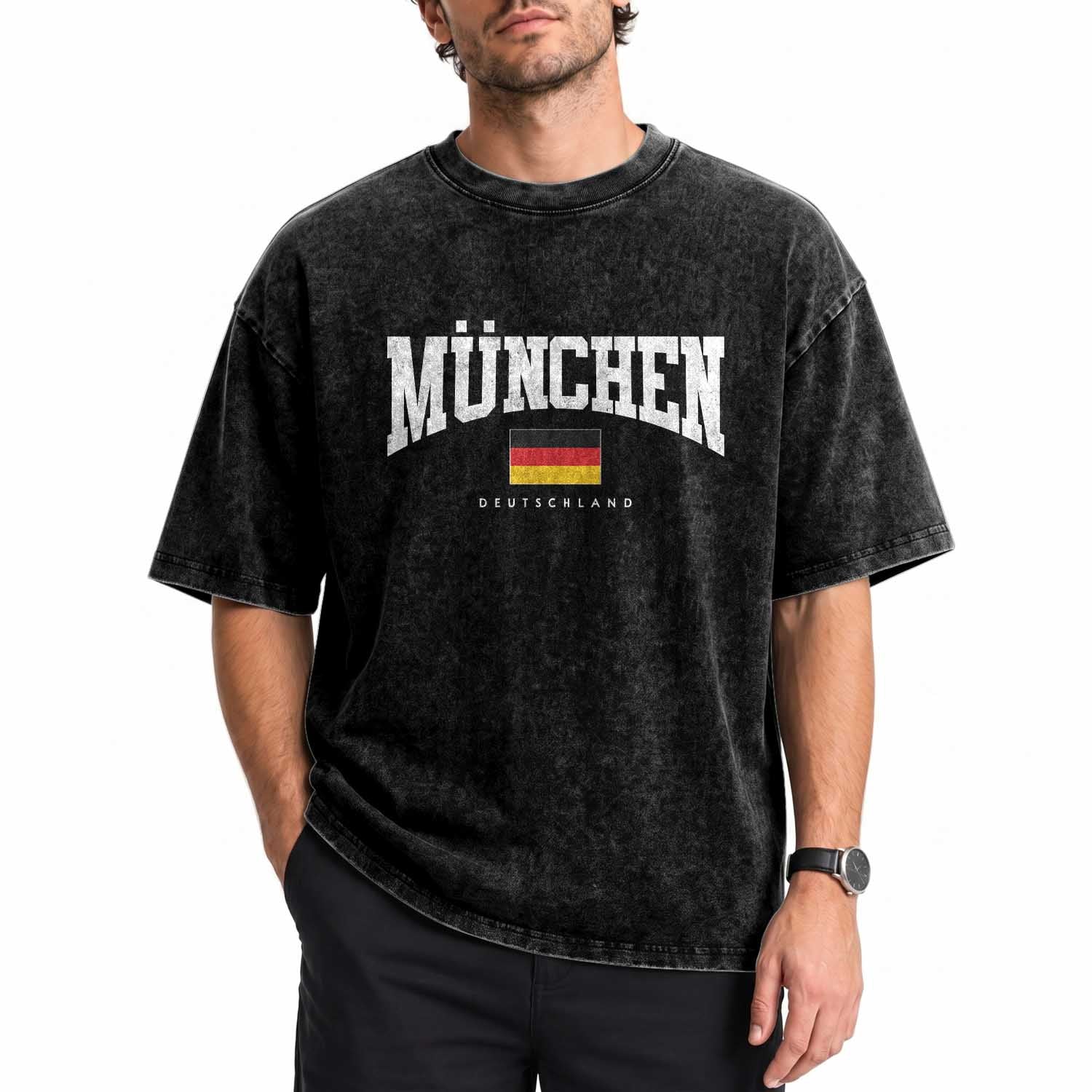 Munchen Deutschland Germany Washed Cotton T-Shirt Vintage Athletic Sports Design