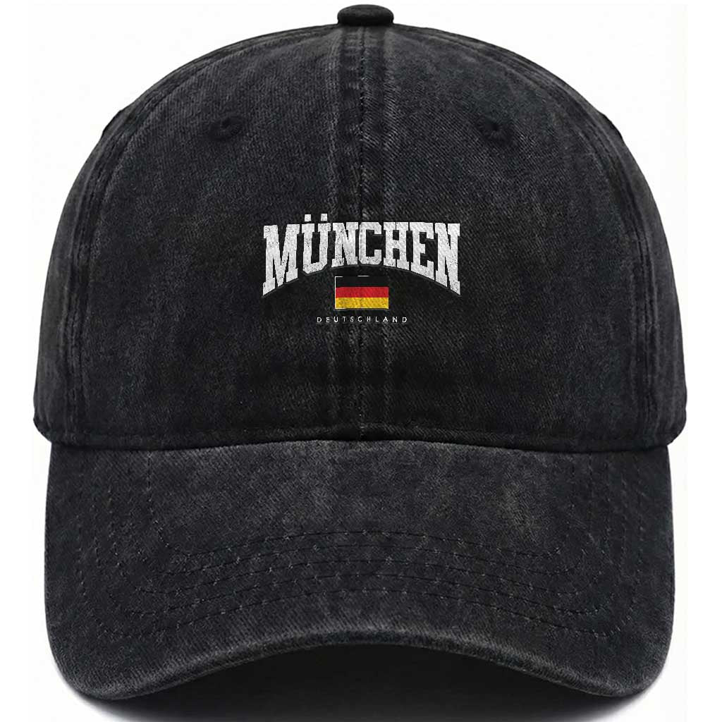 Munchen Deutschland Germany Washed Cotton Baseball Cap Vintage Athletic Sports Design TS11 Print Your Wear
