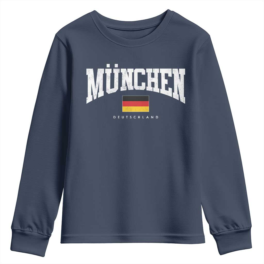 Munchen Deutschland Germany Youth Sweatshirt Vintage Athletic Sports Design TS11 Navy Print Your Wear