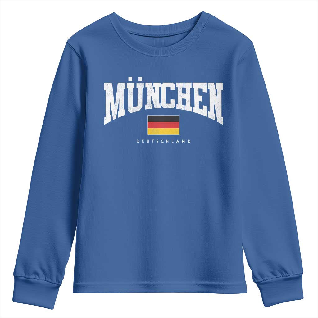 Munchen Deutschland Germany Youth Sweatshirt Vintage Athletic Sports Design TS11 Royal Blue Print Your Wear