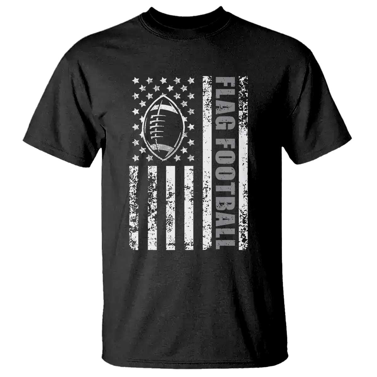 Distressed US Flag Football Lover T Shirt Game Day for Sports Fan
