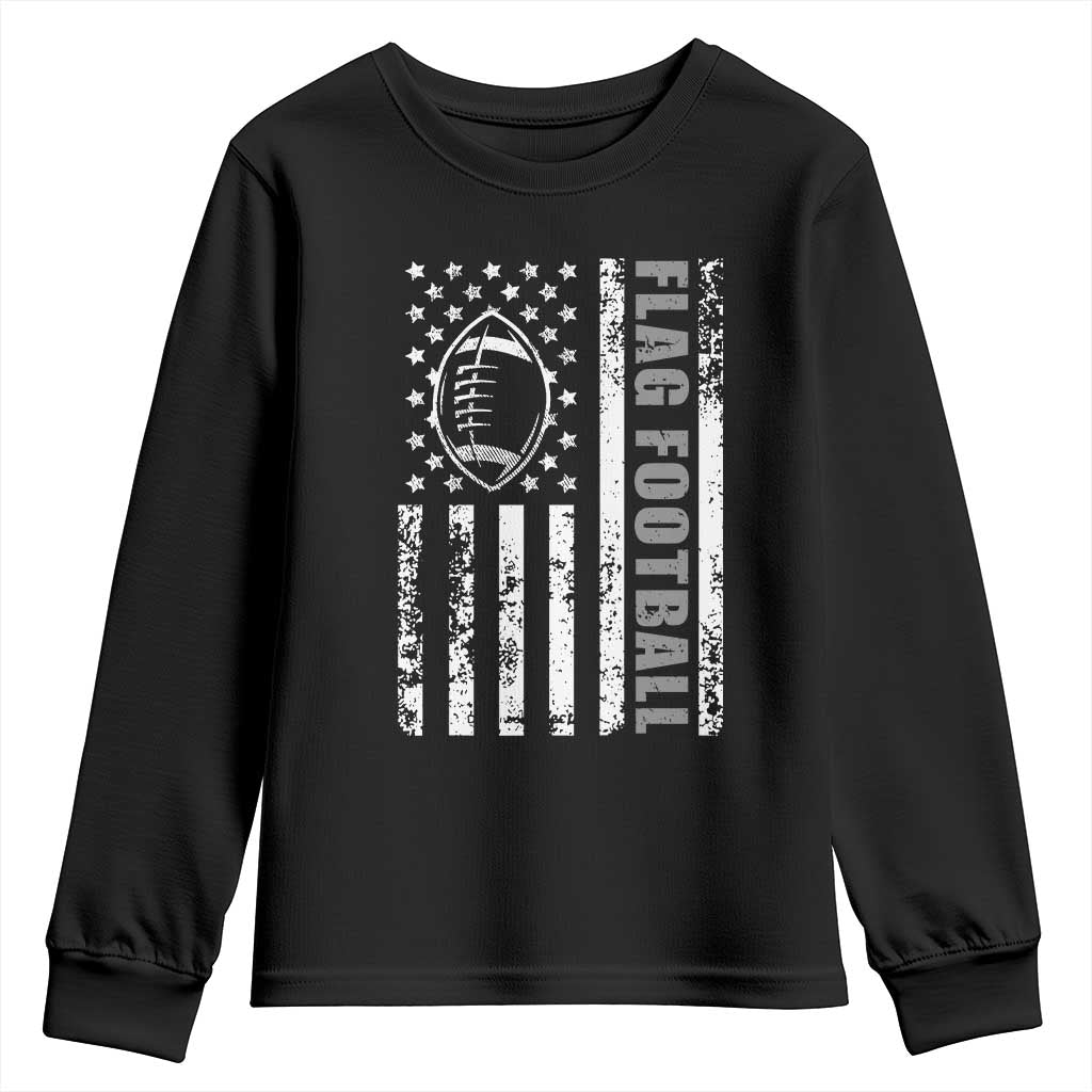 Distressed US Flag Football Lover Youth Sweatshirt Game Day for Sports Fan
