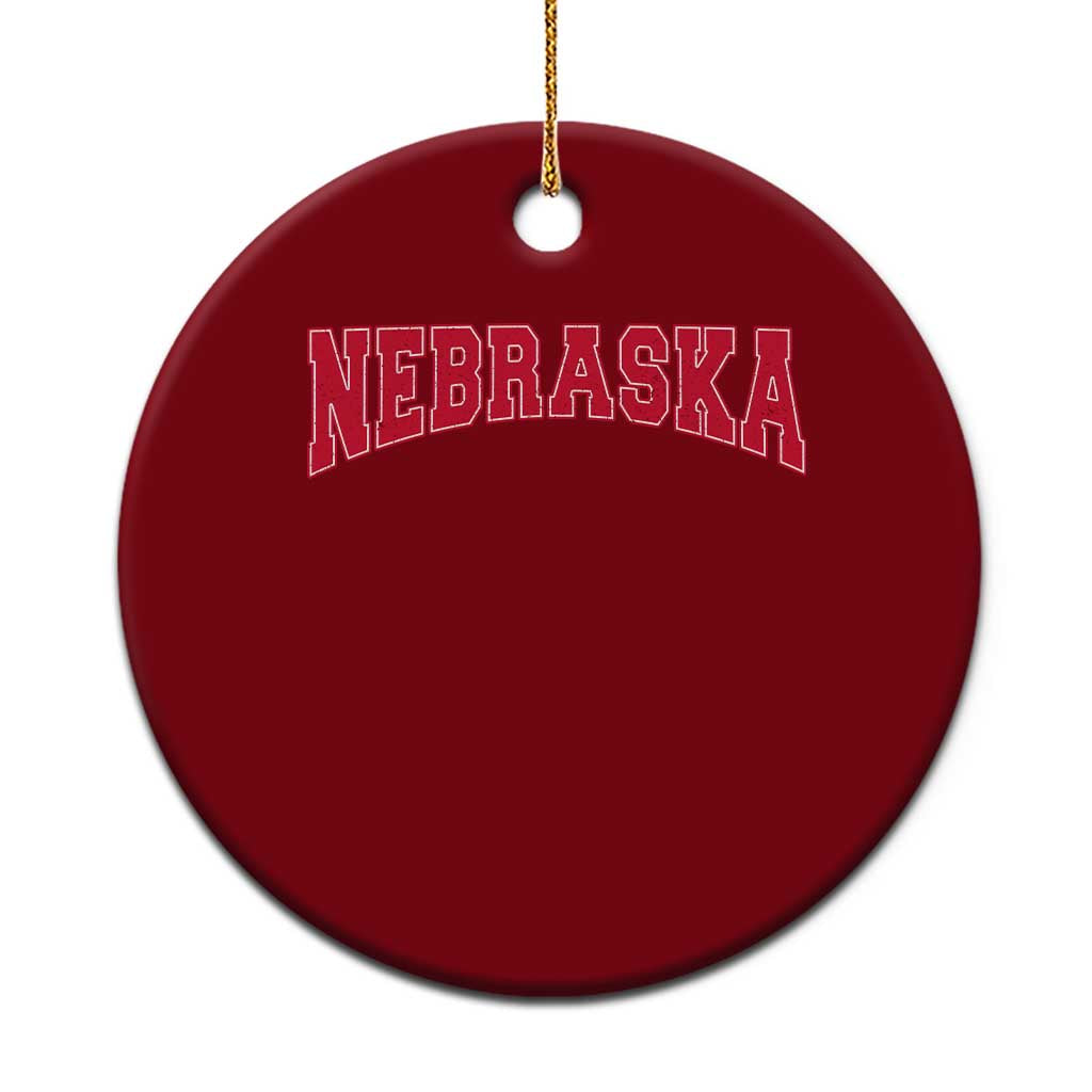 Nebraska Sports Throwback Design Jersey Style Ceramic Ornament