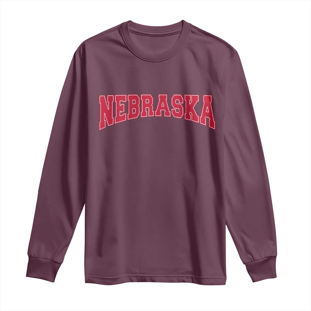 Nebraska Sports Throwback Design Jersey Style Long Sleeve Shirt