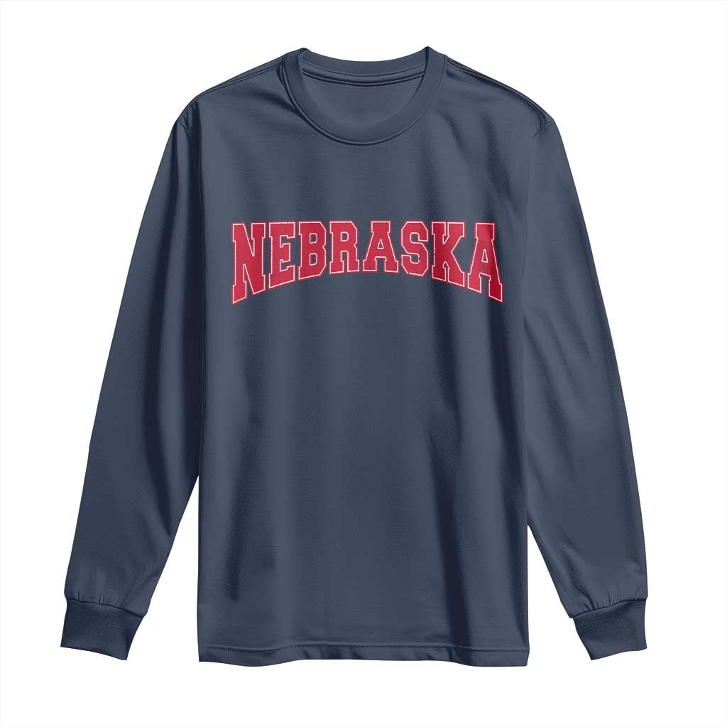 Nebraska Sports Throwback Design Jersey Style Long Sleeve Shirt