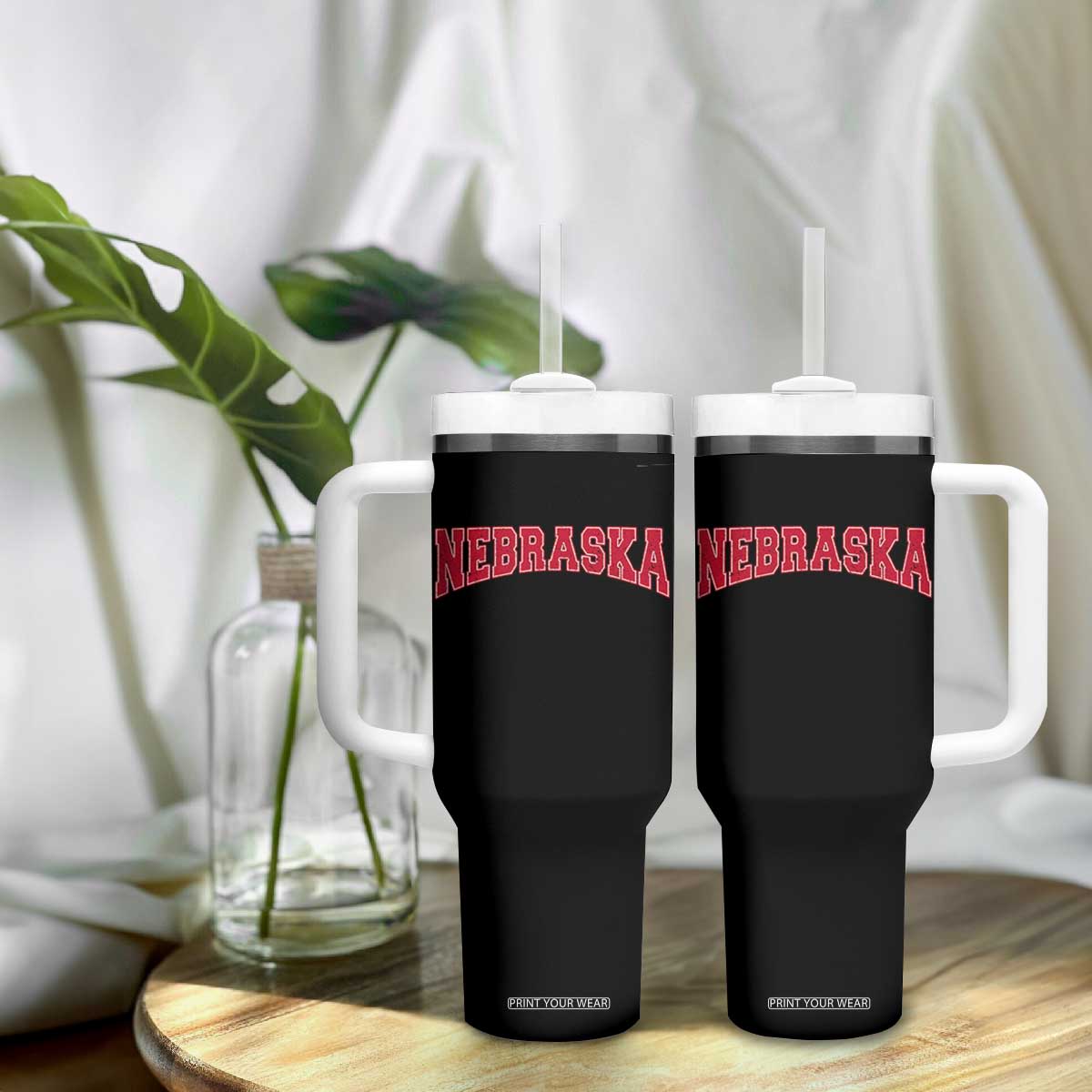 Nebraska Sports Throwback Design Jersey Style Tumbler With Handle