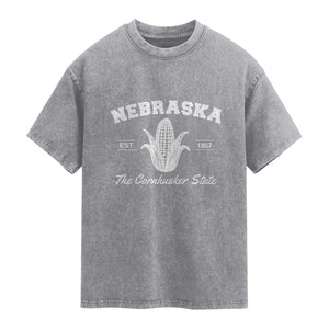 Nebraska The Cornhusker State Est 1867 Washed Cotton T-Shirt