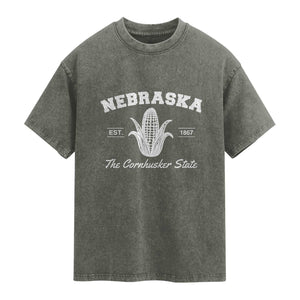 Nebraska The Cornhusker State Est 1867 Washed Cotton T-Shirt