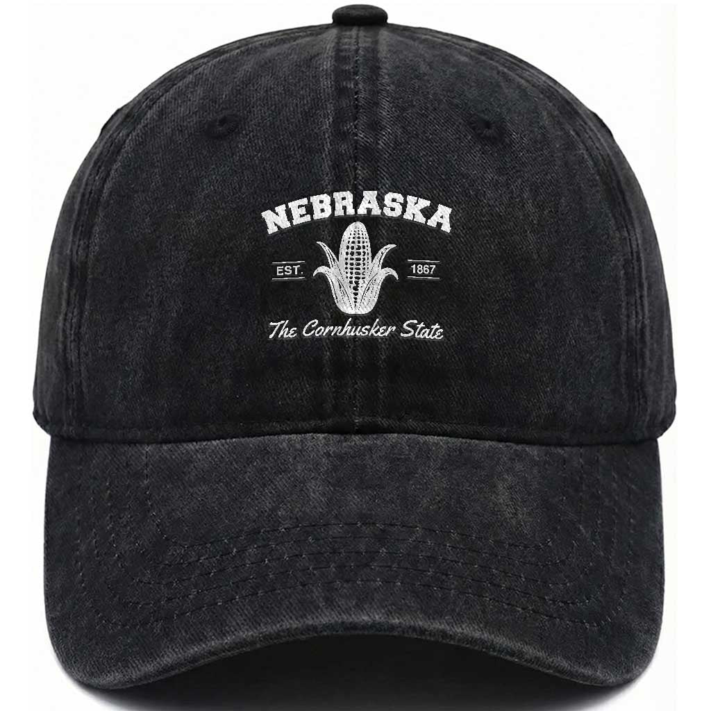 Nebraska The Cornhusker State Est 1867 Washed Cotton Baseball Cap