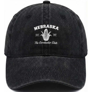 Nebraska The Cornhusker State Est 1867 Washed Cotton Baseball Cap