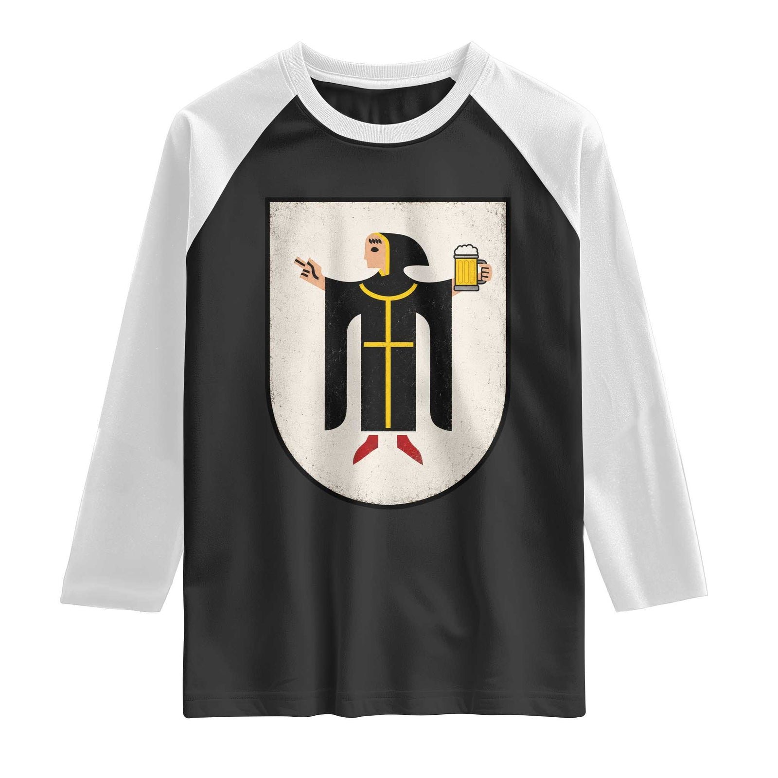 Funny Munich Oktoberfest Munchen Coat of Arms Raglan Shirt Münchner Kindl Beer Drinking TS11 Black White Print Your Wear