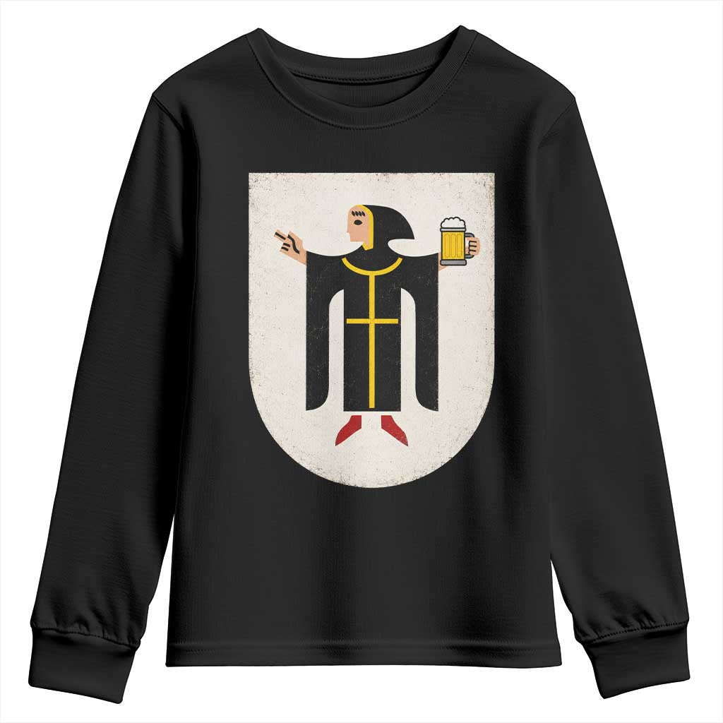 Funny Munich Oktoberfest Munchen Coat of Arms Youth Sweatshirt Münchner Kindl Beer Drinking TS11 Black Print Your Wear
