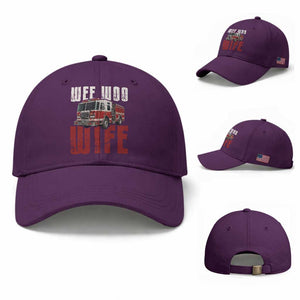 Funny Firefighter Wife Baseball Cap Wee Woo Wife Fire Truck Graphic