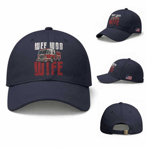 Funny Firefighter Wife Baseball Cap Wee Woo Wife Fire Truck Graphic