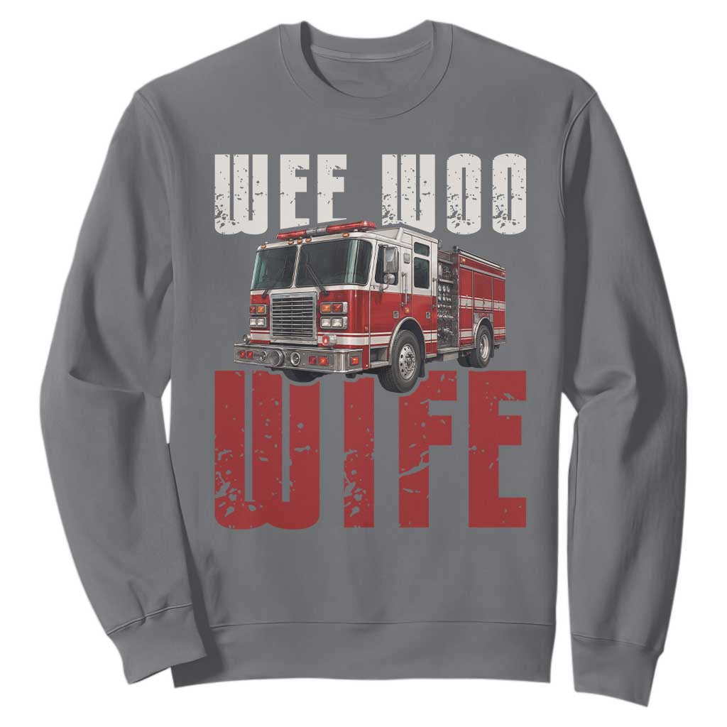 Funny Firefighter Wife Sweatshirt Wee Woo Wife Fire Truck Graphic