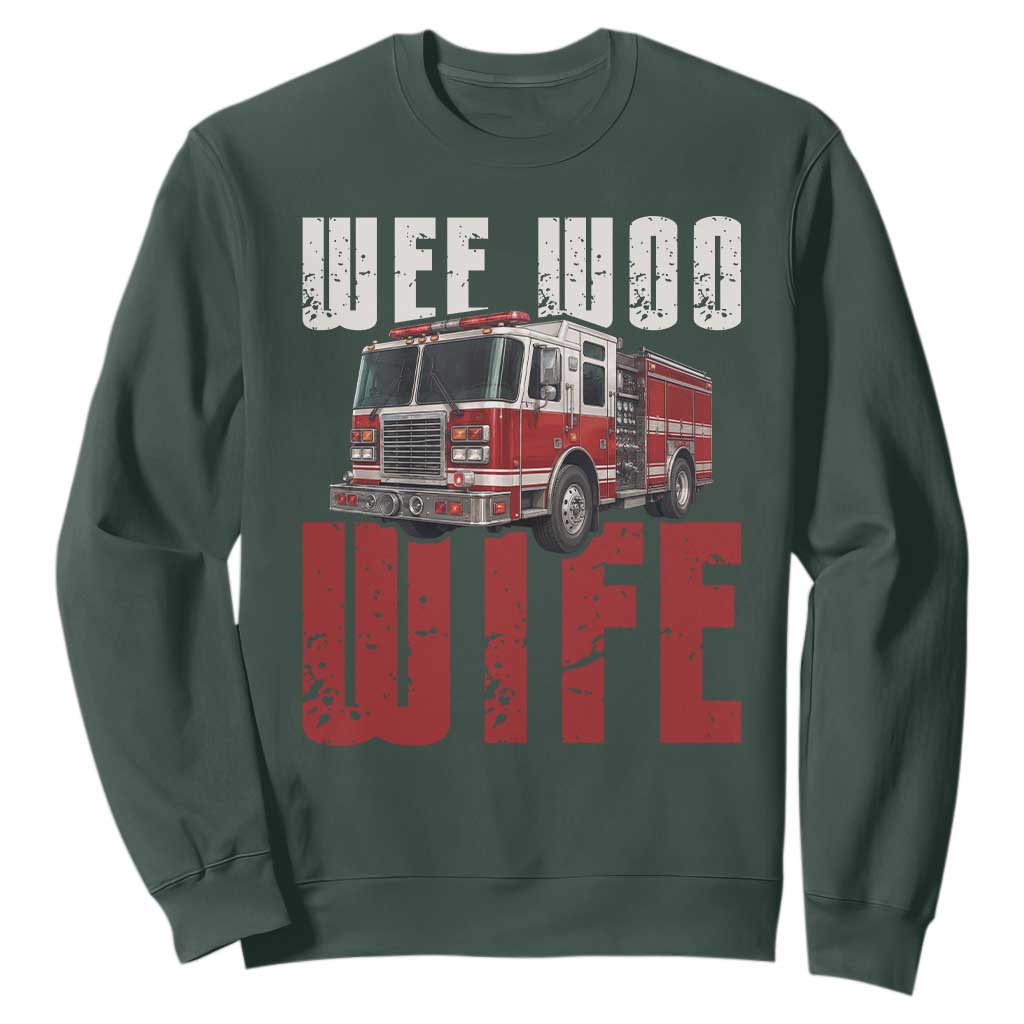 Funny Firefighter Wife Sweatshirt Wee Woo Wife Fire Truck Graphic