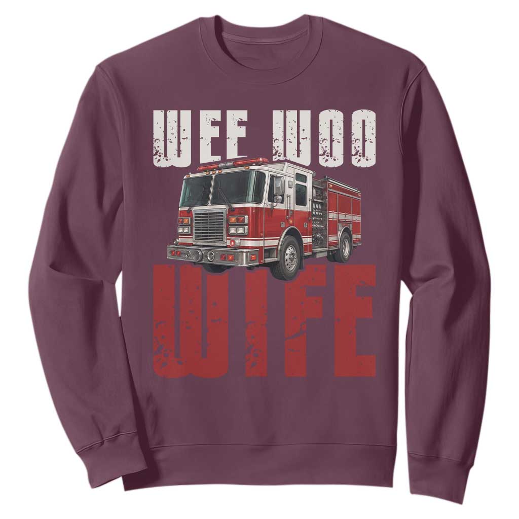 Funny Firefighter Wife Sweatshirt Wee Woo Wife Fire Truck Graphic