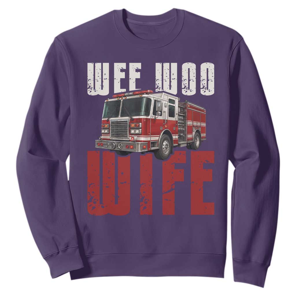 Funny Firefighter Wife Sweatshirt Wee Woo Wife Fire Truck Graphic
